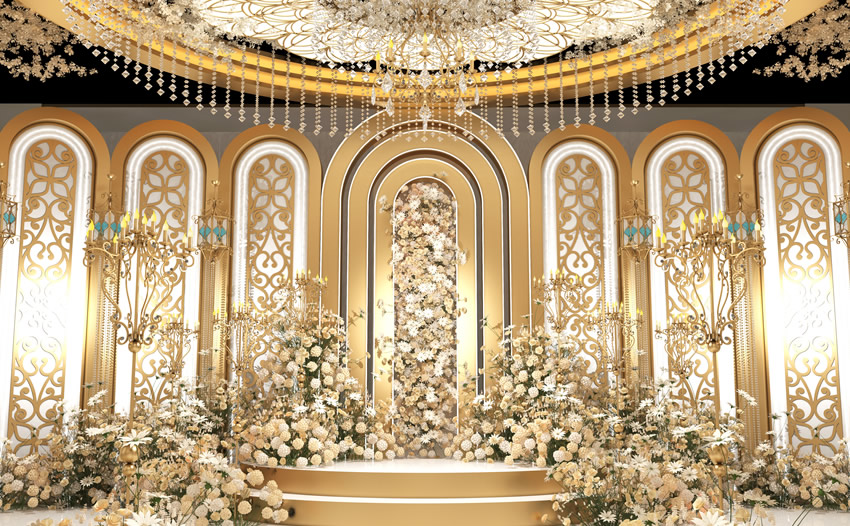 焉耆香槟色调婚礼堂效果展示